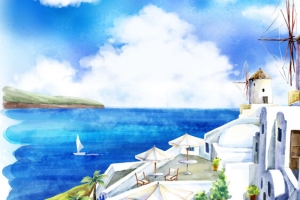 手绘风景背景