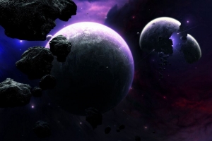 3840x2160 行星 小行星 碎片 闪光 太空壁纸 背景