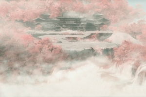 中国风樱花仙境广告背景