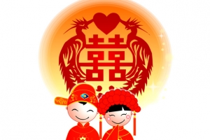 卡通新郎新娘结婚