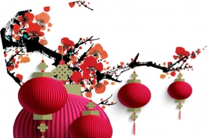 春节中国风灯笼梅花装饰
