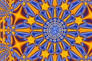 分形 图案 抽象 蓝色 黄色 4k壁纸 3840x2160