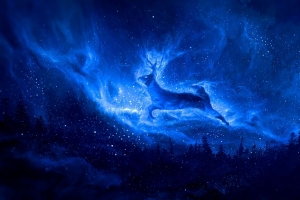 鹿 剪影 星空 艺术 幻想 4k壁纸 3840x2160