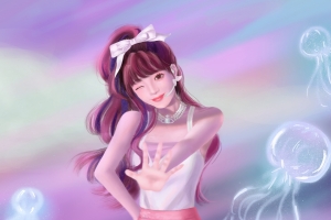 巴图 动漫美女小姐姐 可爱风 粉色裙 水母4k高清手机壁纸 竖屏