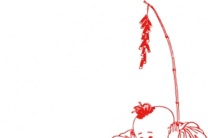 矢量手绘红色剪纸