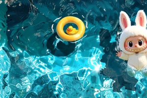 拉布布 labubu泳池 3440x1440带鱼屏壁纸