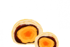 手绘蛋黄酥烘焙素材