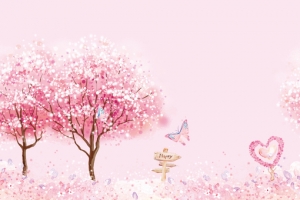 粉色浪漫樱花情人节七夕banner