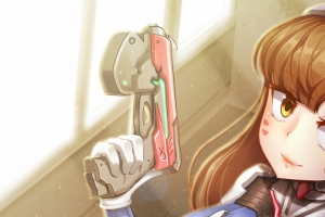 可爱女孩dva带鱼屏壁纸3440x1440
