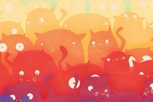 卡通可爱彩色猫咪插画背景素材