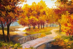 油画公园背景素材