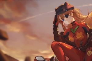 摩托车手明日香 3440x1440 4K高清动漫带鱼屏壁纸免费下载