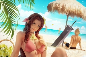 夏天 海边 沙滩 比基尼美女艾瑞丝4k高清手机壁纸竖屏