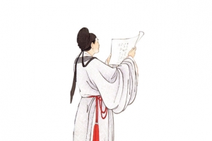 白色中国风诗人装饰
