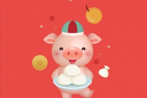 2019年快乐的小猪4k背景图片