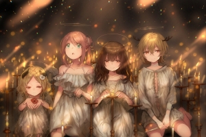 灯火 4个小女孩 4k动漫壁纸