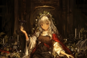 女生酒杯绘画手机壁纸