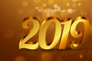 金色2019艺术字4k壁纸