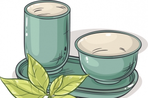 矢量图茶杯和茶叶