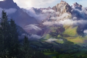 山崖飘云3D游戏场景