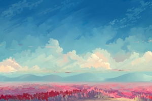 3840x2160 字段 郁金香 花朵 艺术 天空 云壁纸 背景