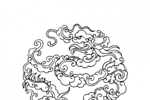 中国风圆形祥云纹简笔画