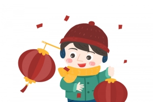 灯笼喜庆小孩元素