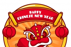 新年舞狮灯笼高清PNG透明素材 节日元素元旦春节元宵AI设计免费下载