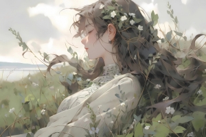 少女 花海 唯美 4k壁纸