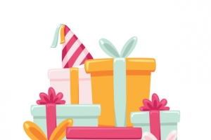彩色生日礼物堆设计
