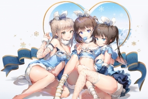 三个女子 女孩子 美脚美腿 4k动漫壁纸