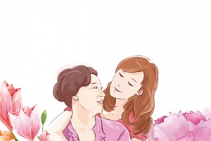 卡通手绘感恩母亲插画免抠
