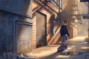 滑冰 滑冰 街道 小巷 艺术 4k壁纸 3840x2160