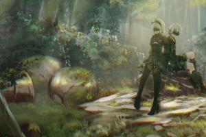 【3440x1440】尼尔机械纪元2b和9s带鱼屏壁纸