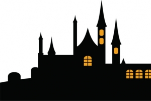 万圣节黑色房子灯光高清PNG透明图片-节日设计素材免费下载