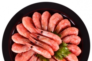 盘子里的美味北极甜虾