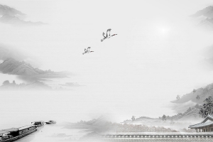 大雁古典古风古人山水画背景图
