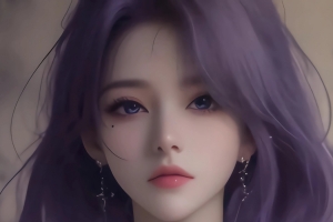 紫色长卷发 古典古风美女4k手机壁纸竖屏
