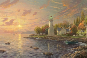 宁静的海湾,托马斯·金凯德,风景画图片