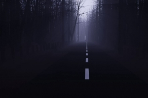 3840x2160 道路 森林 雾 薄雾 树木 深色壁纸 背景
