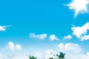 海南三亚旅游水彩海报