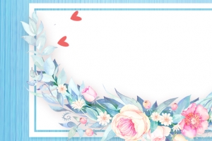 天猫化妆节手绘蓝色花朵banner