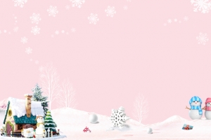 卡通圣诞老人雪花粉色banner