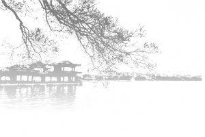 水墨古风山水房子画