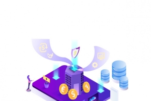 紫色创意科技金融元素